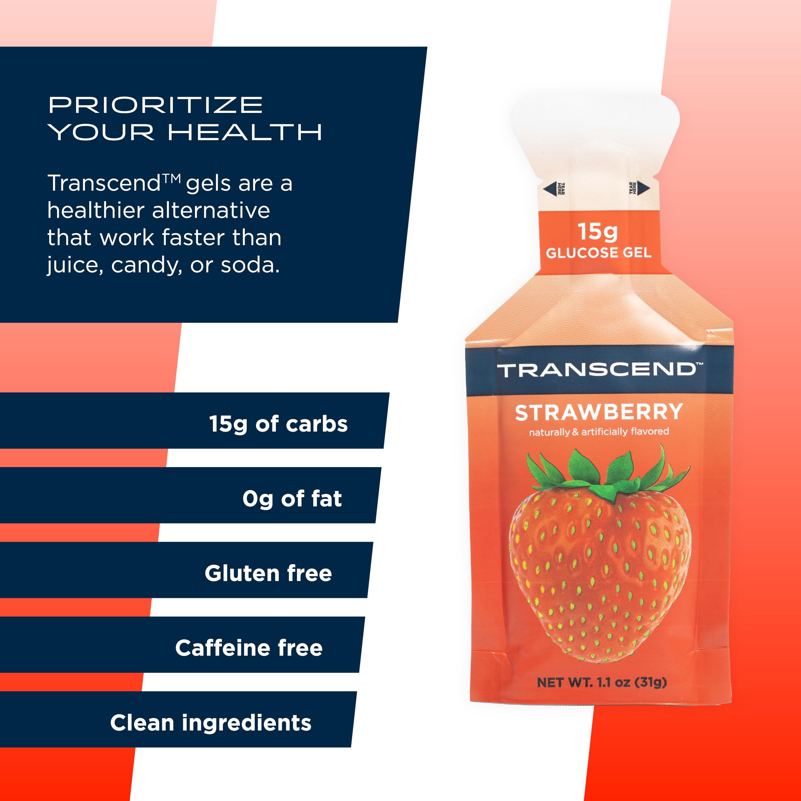 Close-up of Transcend Strawberry Gel texture and packaging