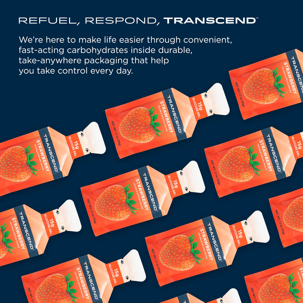 Transcend Strawberry Gel flavor closeup with strawberry imagery for flavor hints