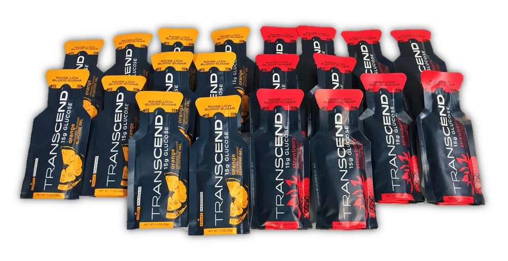 Transcend strawberry glucose gel pouch ready for fast energy during activity