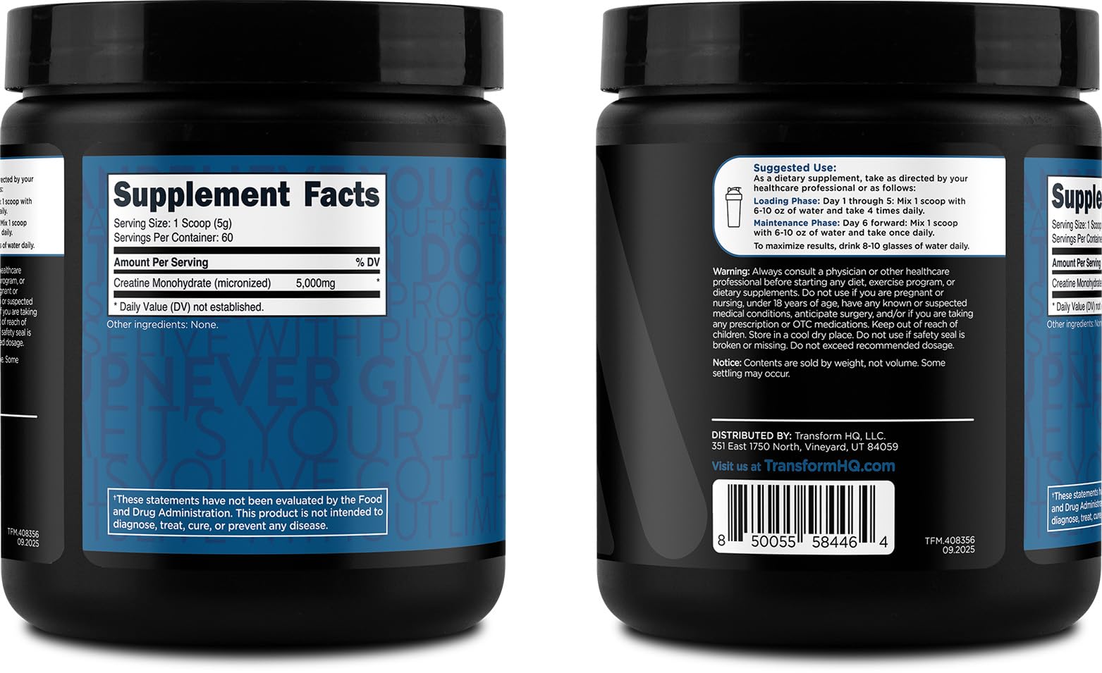 TransformHQ creatina monohidrato polvo fino, fácil de incorporar en recetas