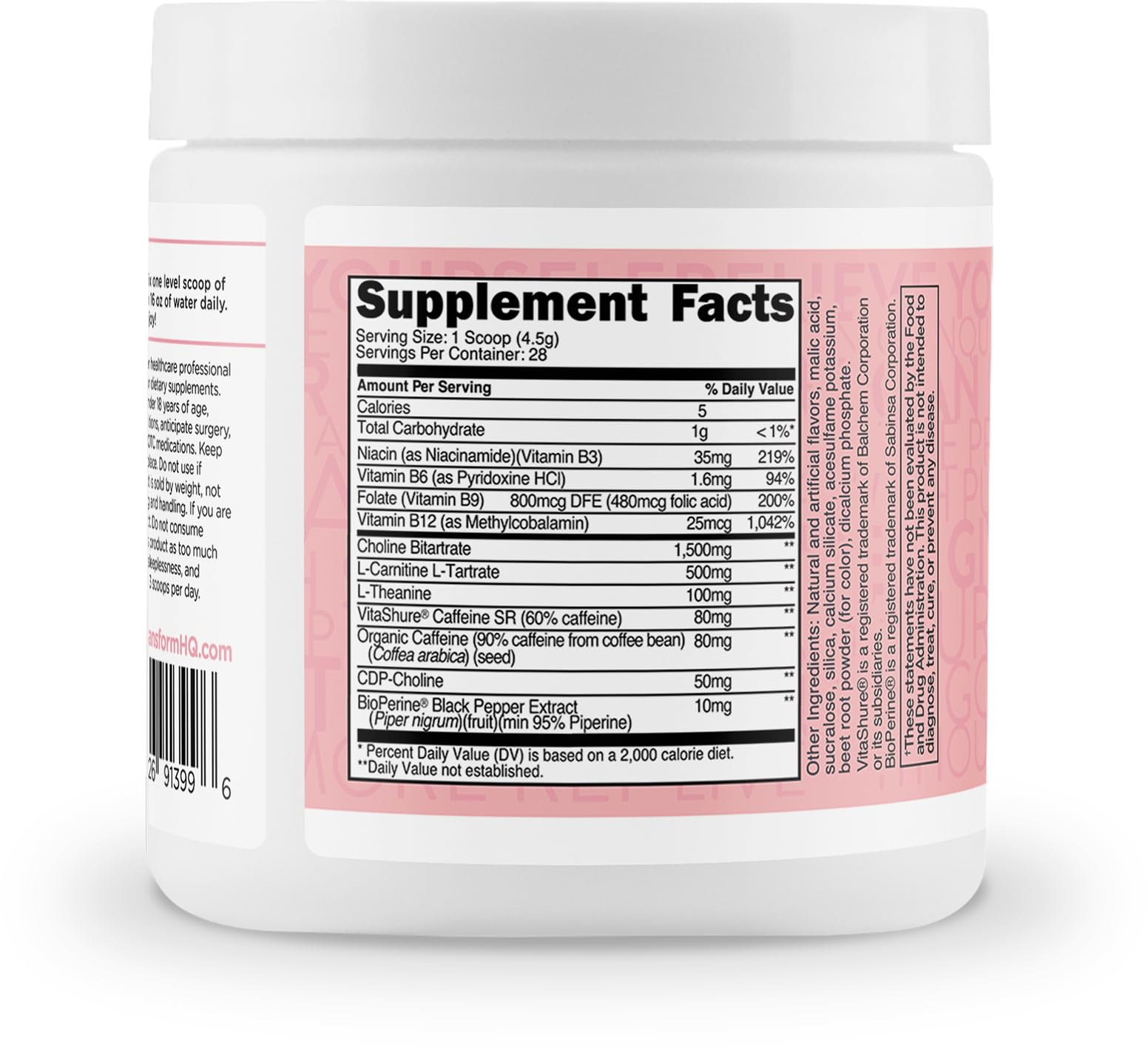 Glass with TransformHQ drink showing cotton candy flavor and clarity.