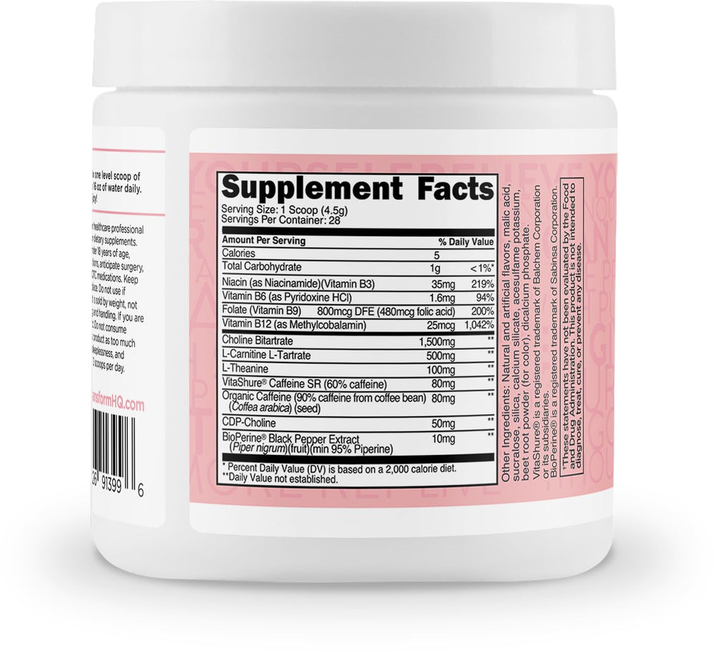 Glass with TransformHQ drink showing cotton candy flavor and clarity.