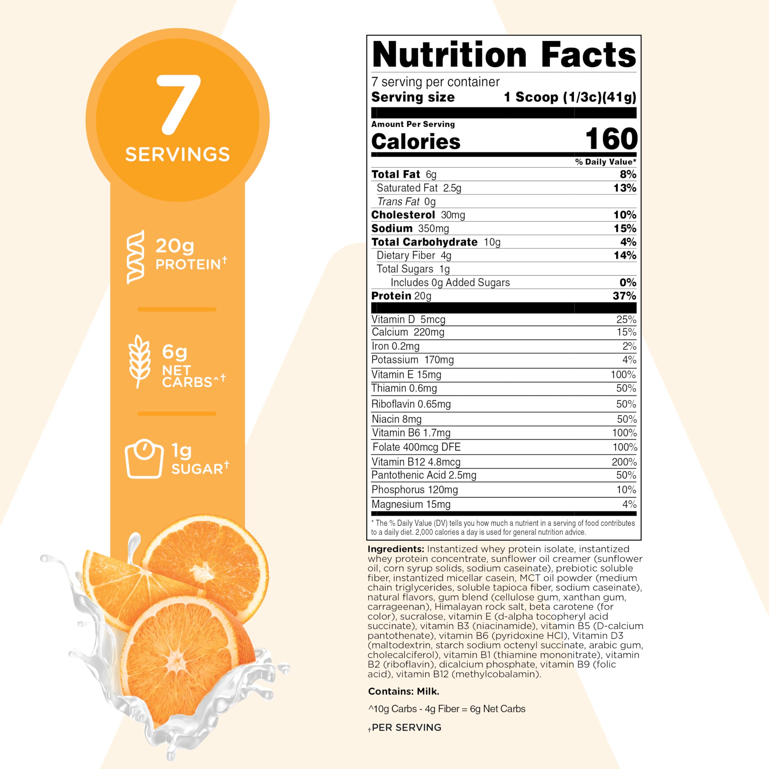 TransformHQ orange cream meal replacement scoop included for accurate servings.