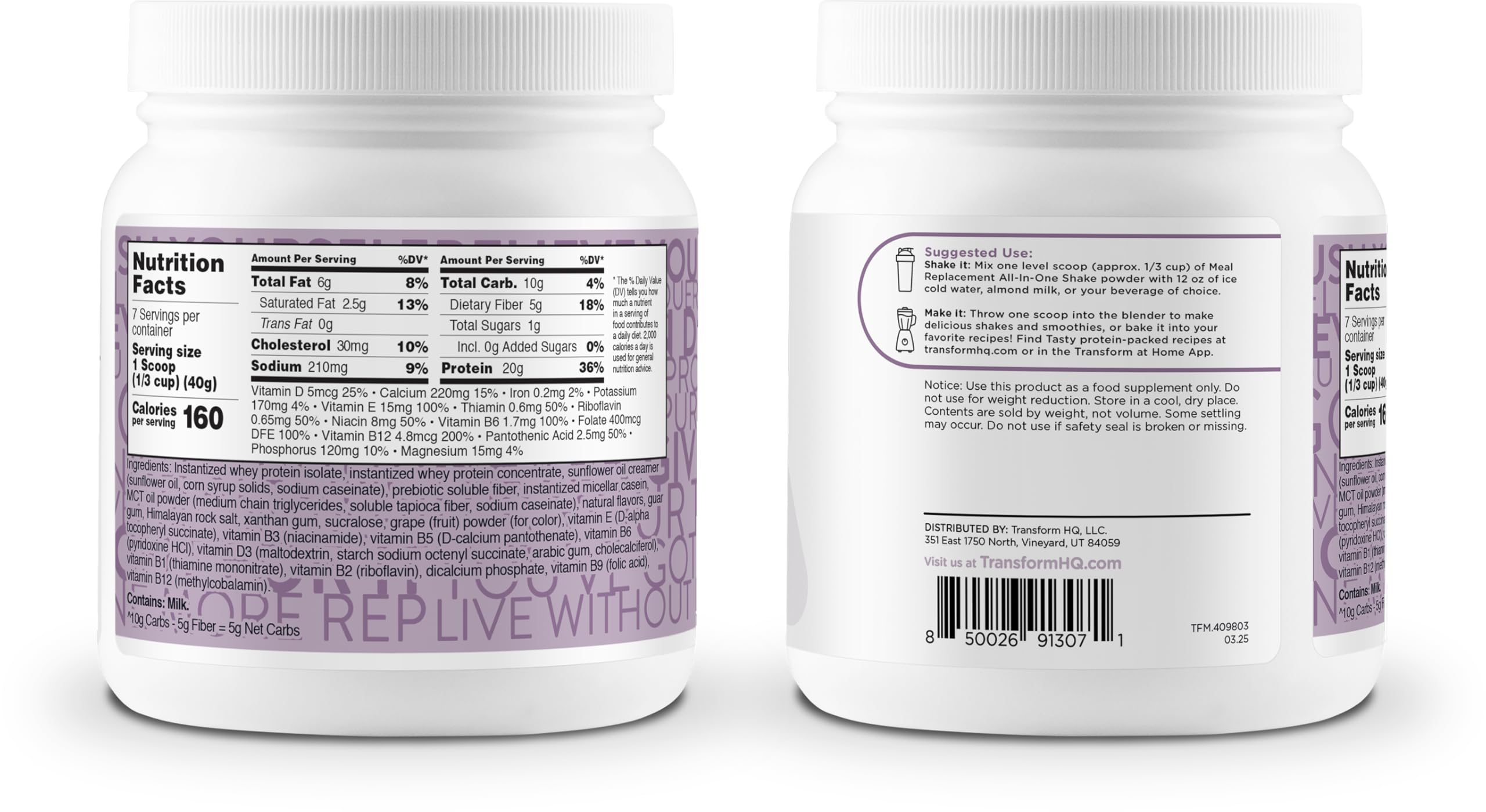 TransformHQ Blueberry Cheesecake package close-up with gluten-free labeling