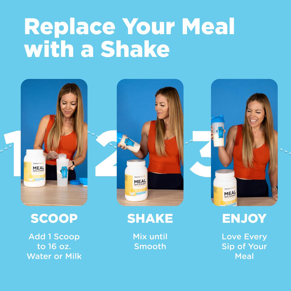 TransformHQ shake poured into a glass for a convenient breakfast or snack.