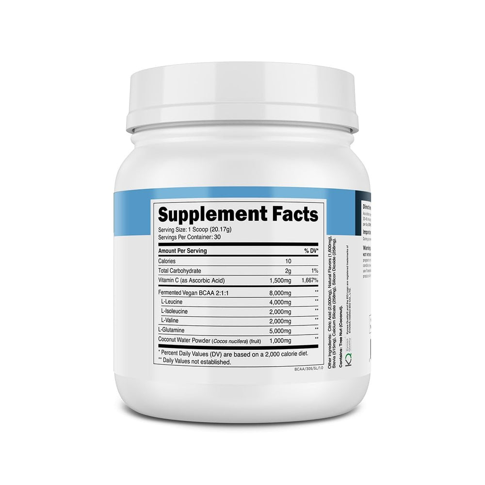 Transparent Labs BCAA Glutamine nutrition panel confirms third-party testing and purity