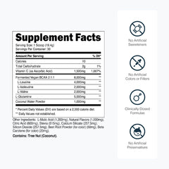 Transparent Labs BCAA Glutamine scoop demonstrates precise serving size for workouts.