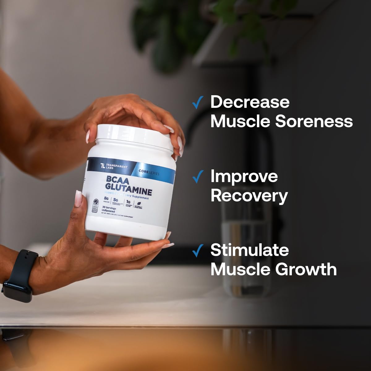 Transparent Labs BCAA Glutamine vegan ingredients badge signals clean nutrition