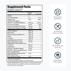 Close-up of Bulk Black label showing transparent ingredient quantities.