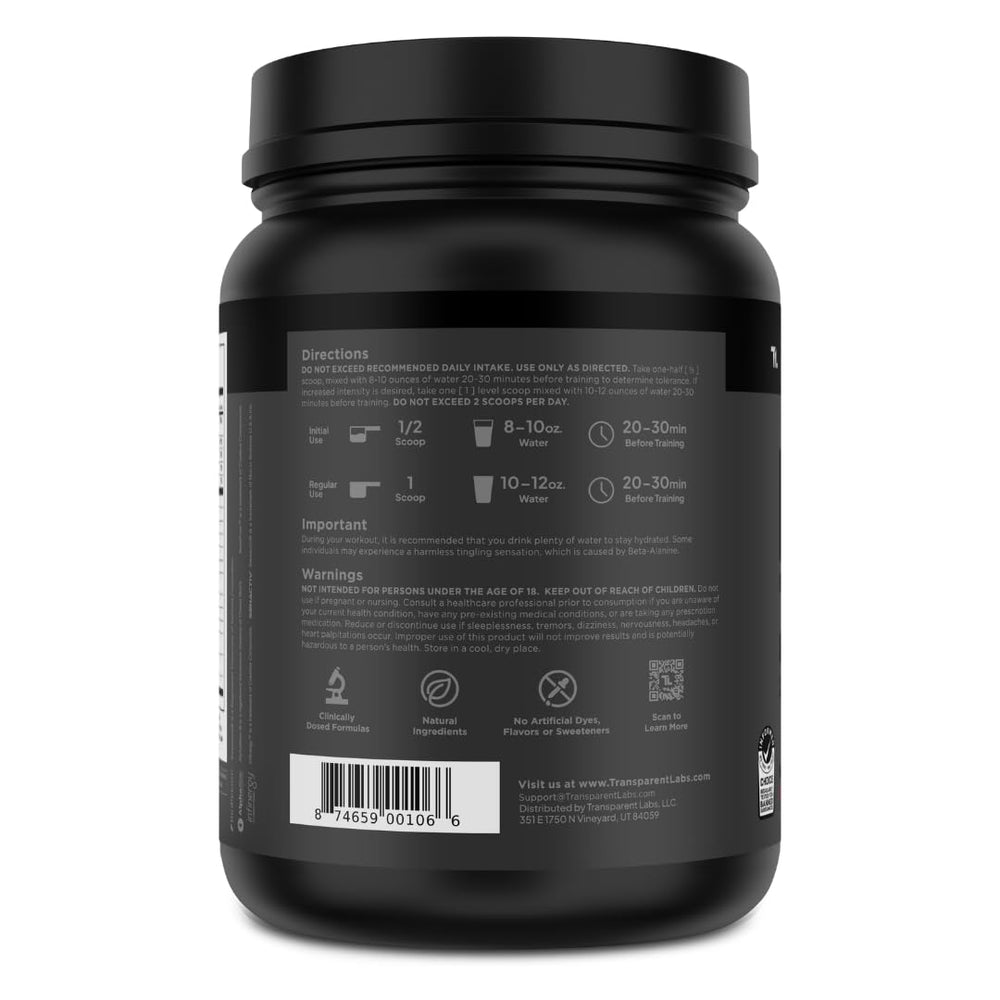 Transparent Labs Bulk Black pre-workout Black Cherry flavor imagery.