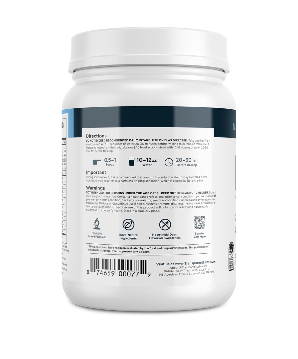 Transparent Labs Bulk Pre-Workout energy and focus visual for training