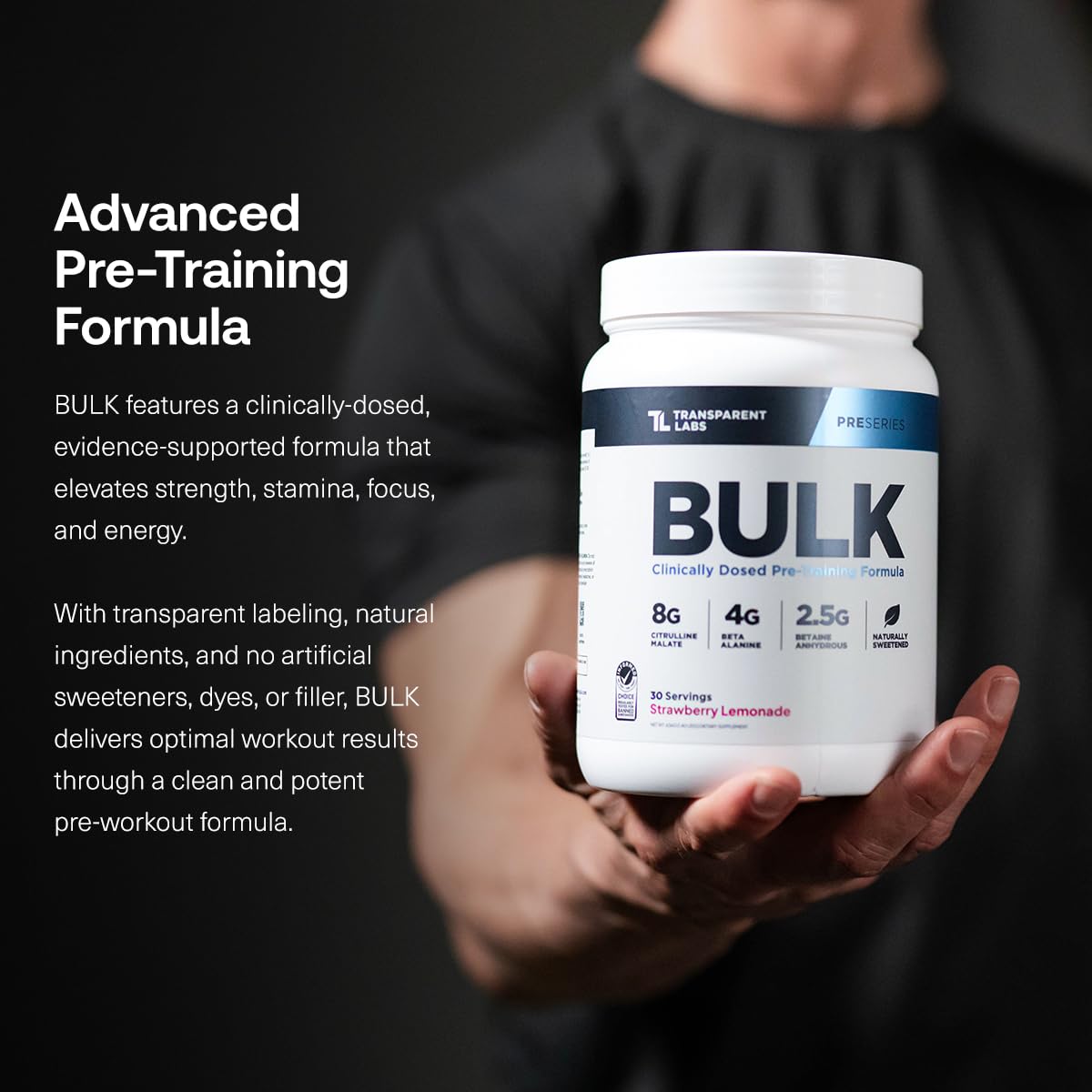 Transparent Labs Bulk Pre-Workout measuring scoop ready for precise servings