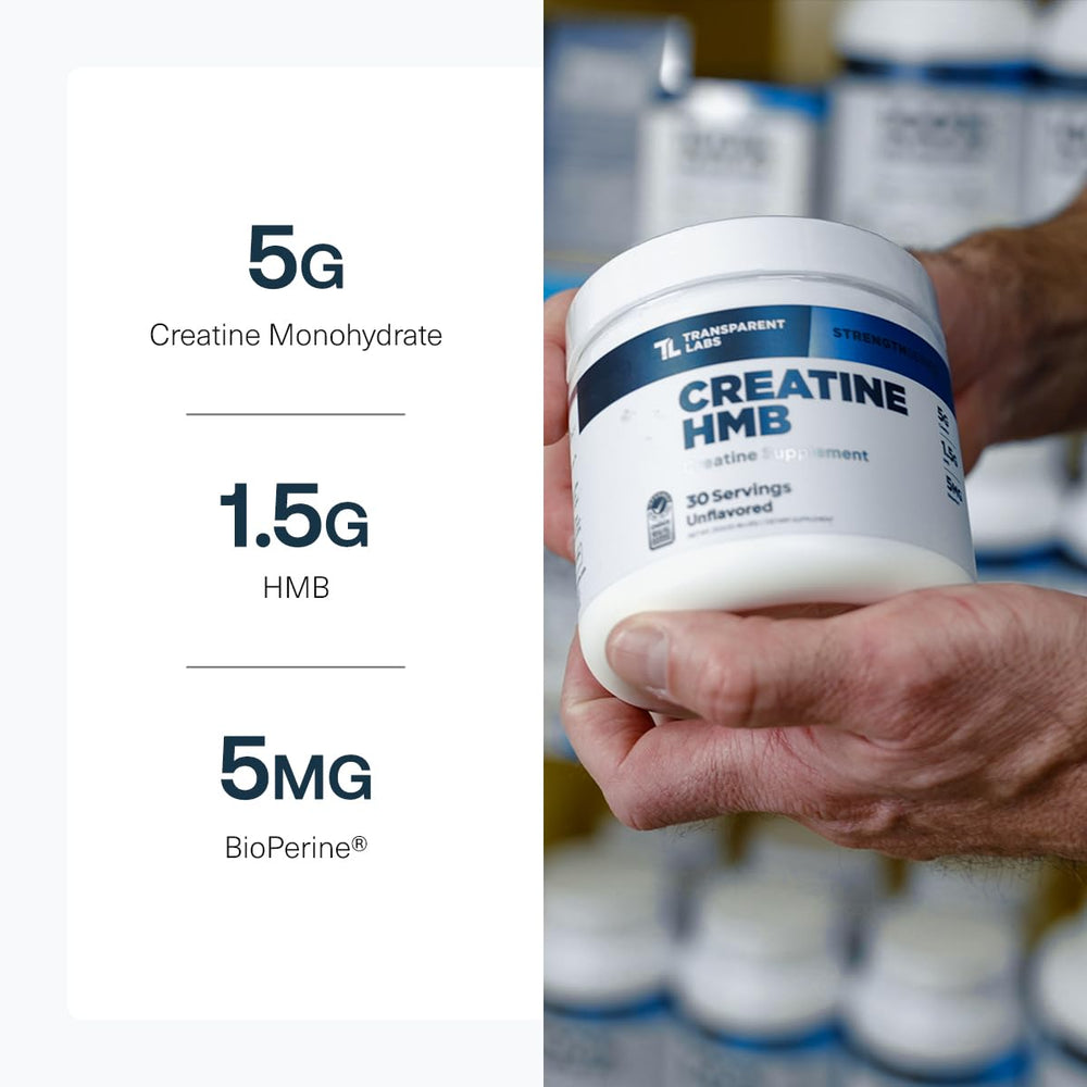 Transparent Labs Creatine HMB ingredients panel emphasizes science-backed formula