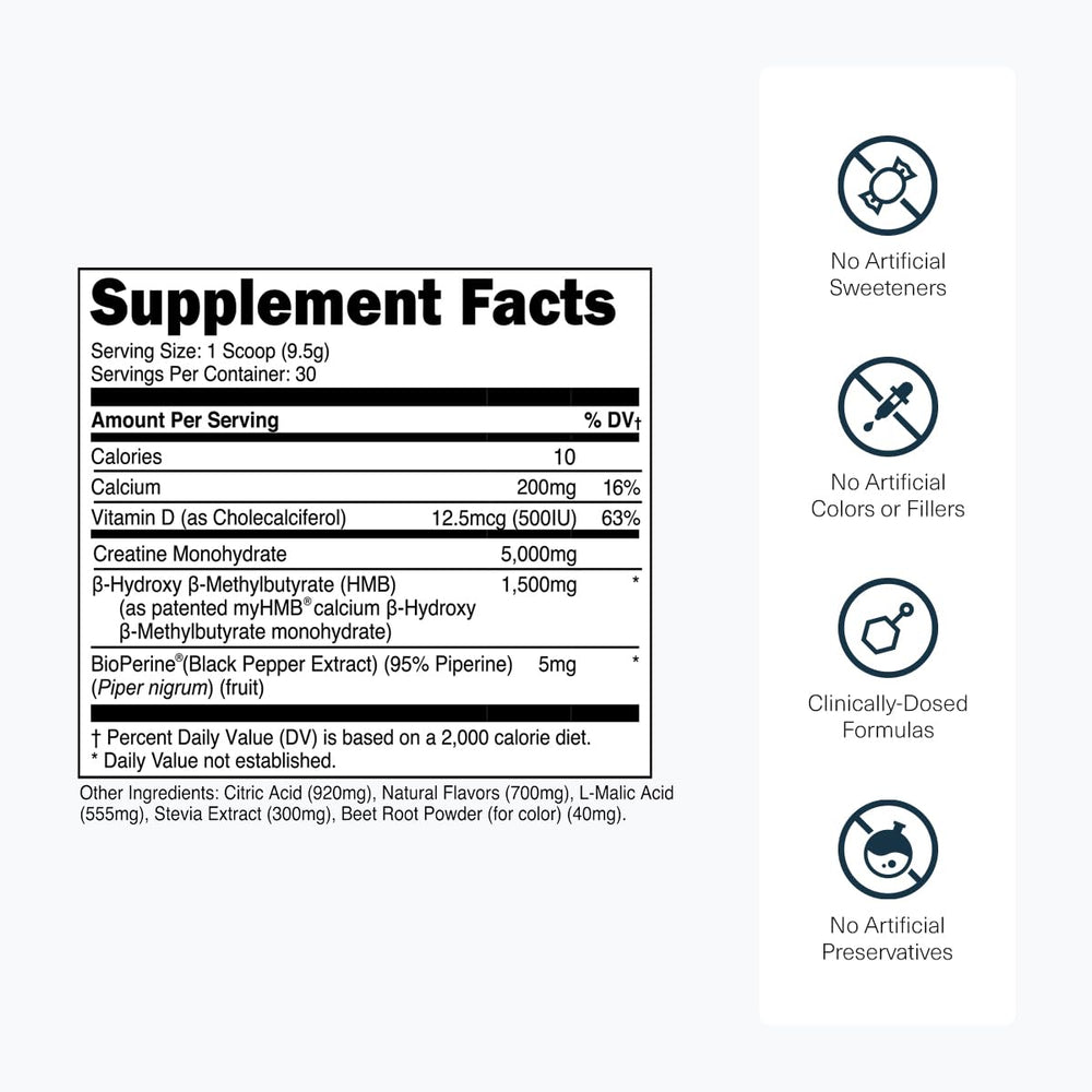 Transparent Labs Creatine HMB Strawberry Lemonade flavor bottle ready after a workout