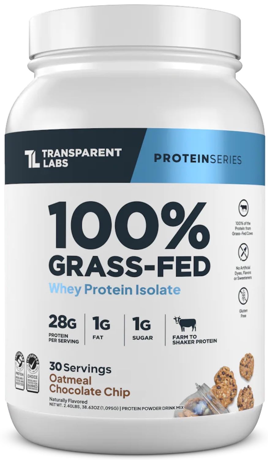 Transparent Labs Grass-Fed Whey Isolate scoop for precise 28g serving and clean fuel.