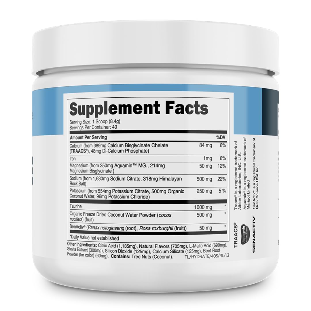 Transparent Labs Hydrate taurine ingredient spotlights performance support.