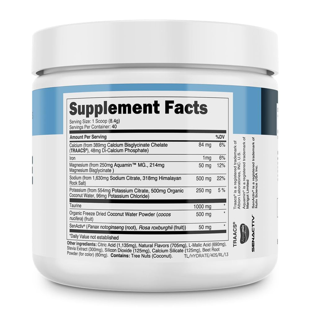 Transparent Labs Hydrate taurine ingredient spotlights performance support.