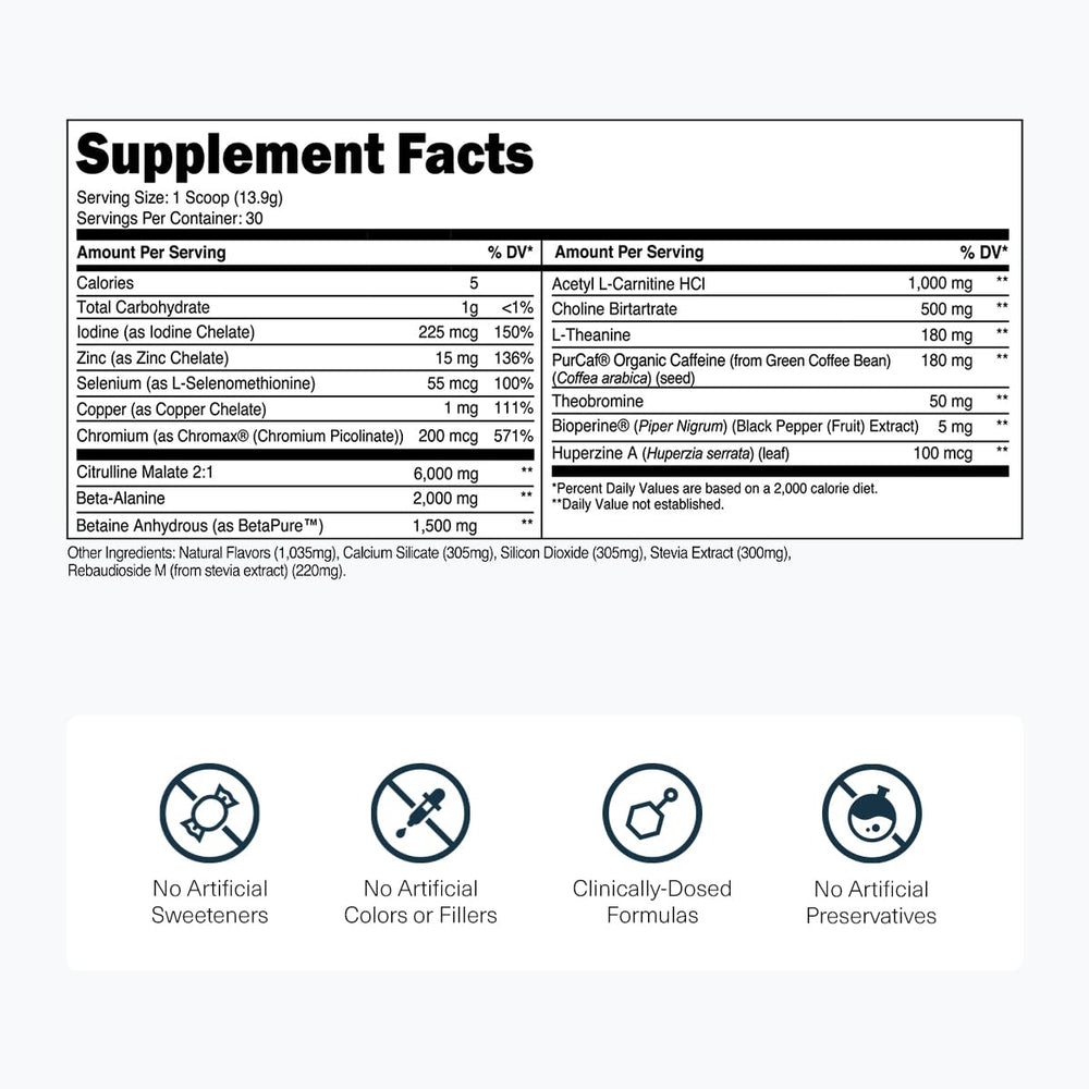 Close-up of Lean Pre-Workout label highlights a clean, transparent formula