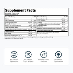 Close-up of Lean Pre-Workout label highlights a clean, transparent formula