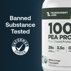 Close-up of the chocolate label highlighting USDA Organic pea protein isolate