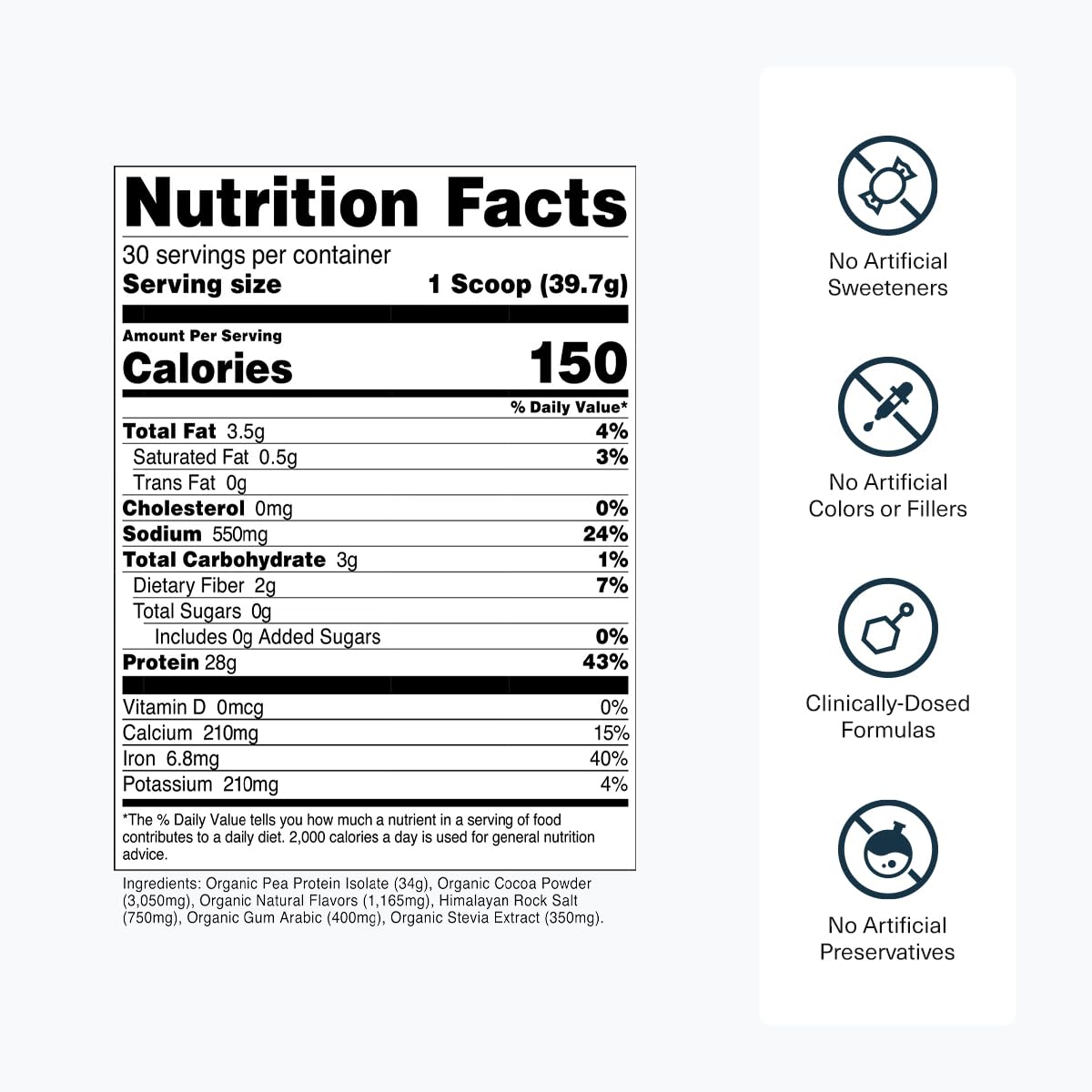 Serving scoop illustrating 28g protein per serving for convenient intake