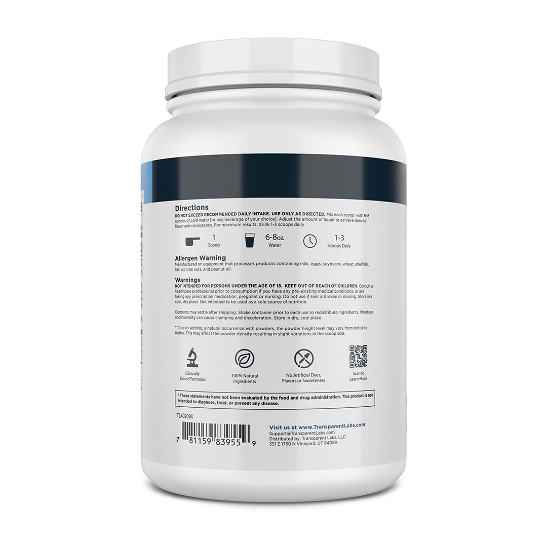 Transparent Labs powder whisked into smoothie; designed for rapid absorption.