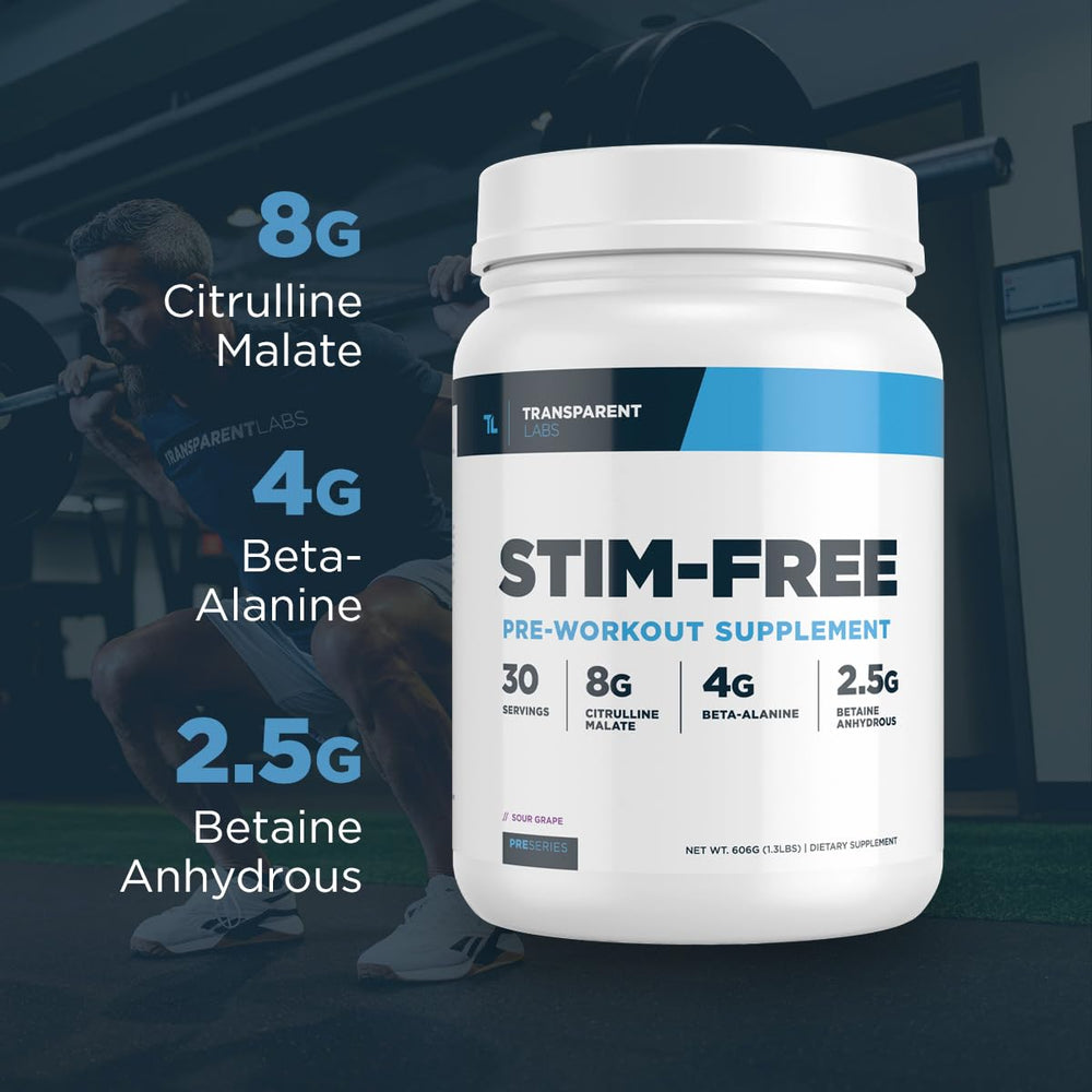 Transparent Labs Stim-Free blue raspberry powder dissolves quickly in water.
