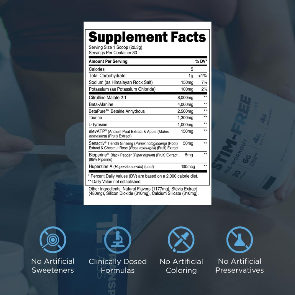 Transparent Labs Stim-Free Citrulline Malate 8000mg promotes stronger pumps.