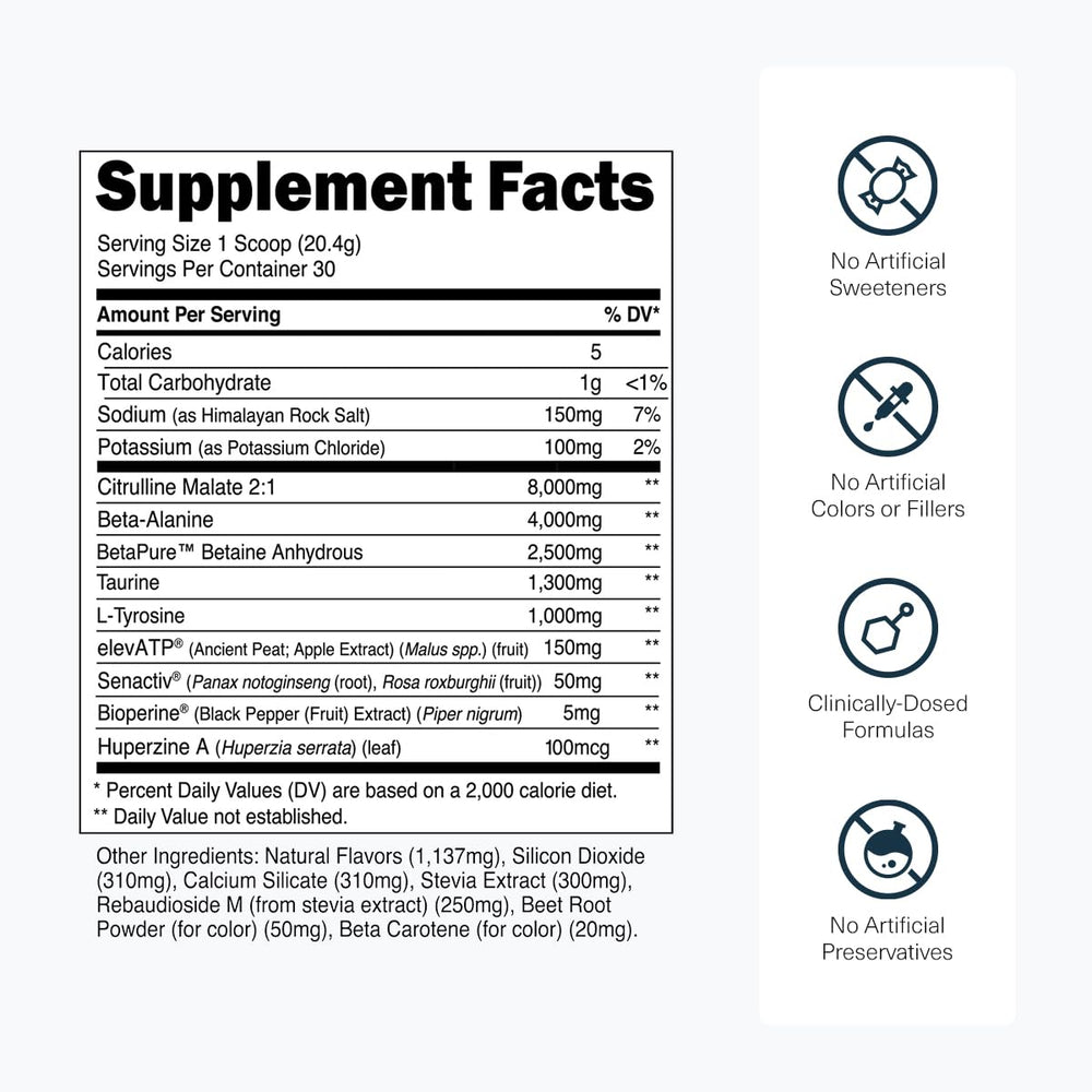 Transparent Labs Stim-Free front of tub with clear branding and tropical punch flavor.