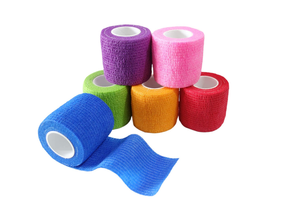 Transun Moo bandaje cohesivo de 6 rollos en colores mixtos para uso versátil.