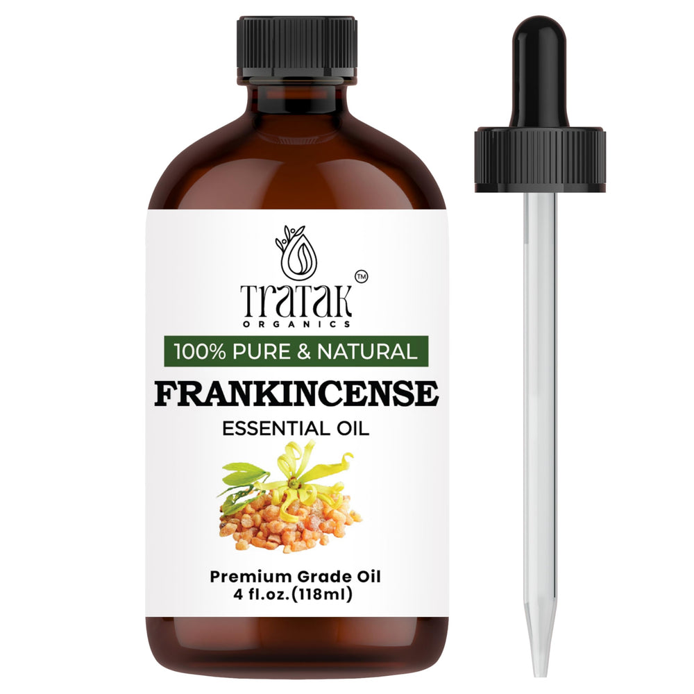 TRATAK ORGANICS Aceite esencial de incienso en frasco de vidrio, aroma profundo para aromaterapia.