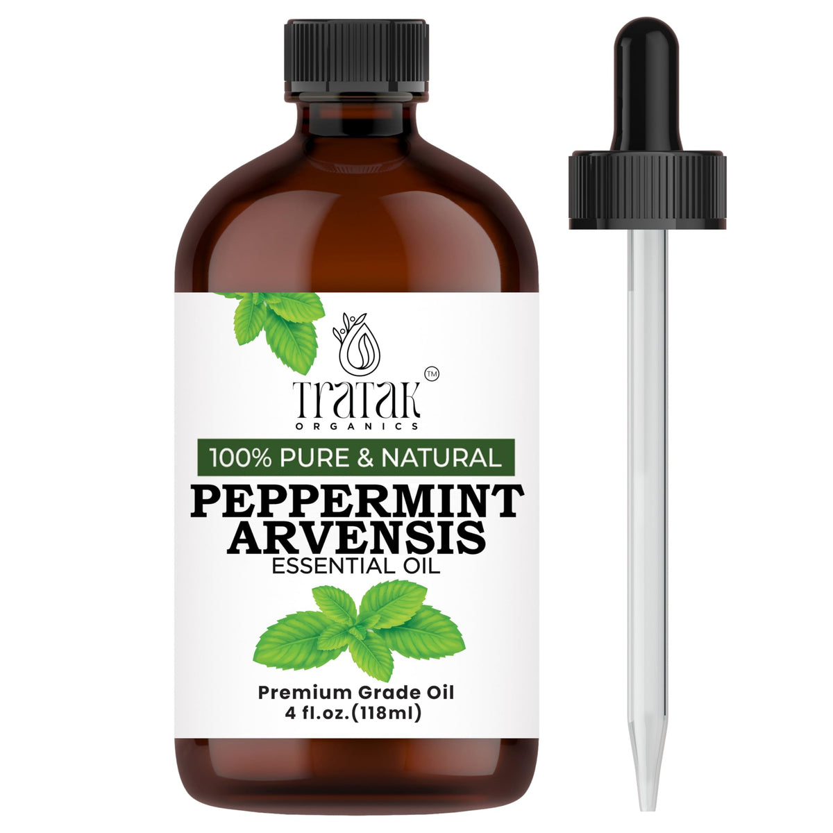 TRATAK ORGANICS aceite de menta, botella oscura para aroma fresco en difusor