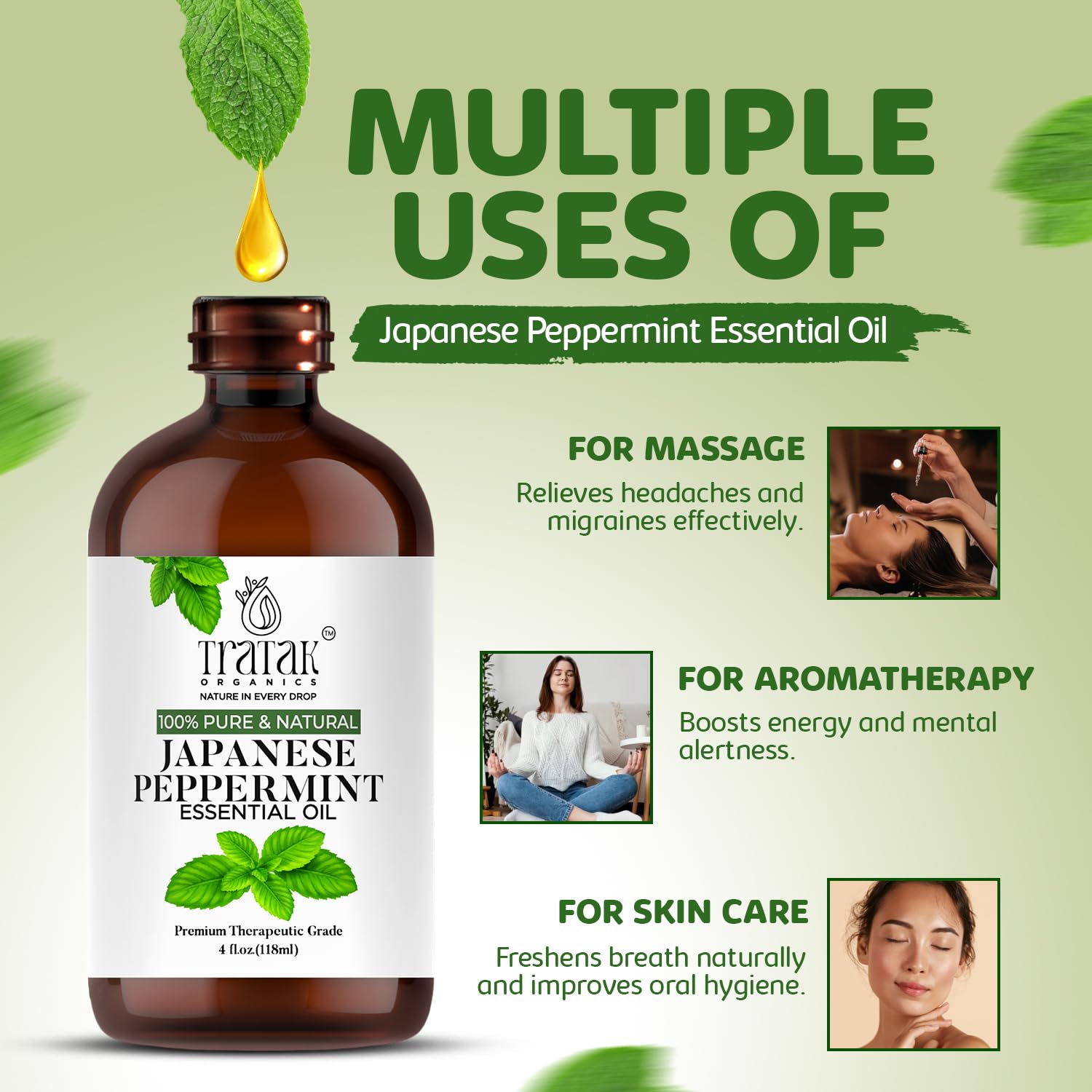 TRATAK ORGANICS aceite de menta para cuidado capilar