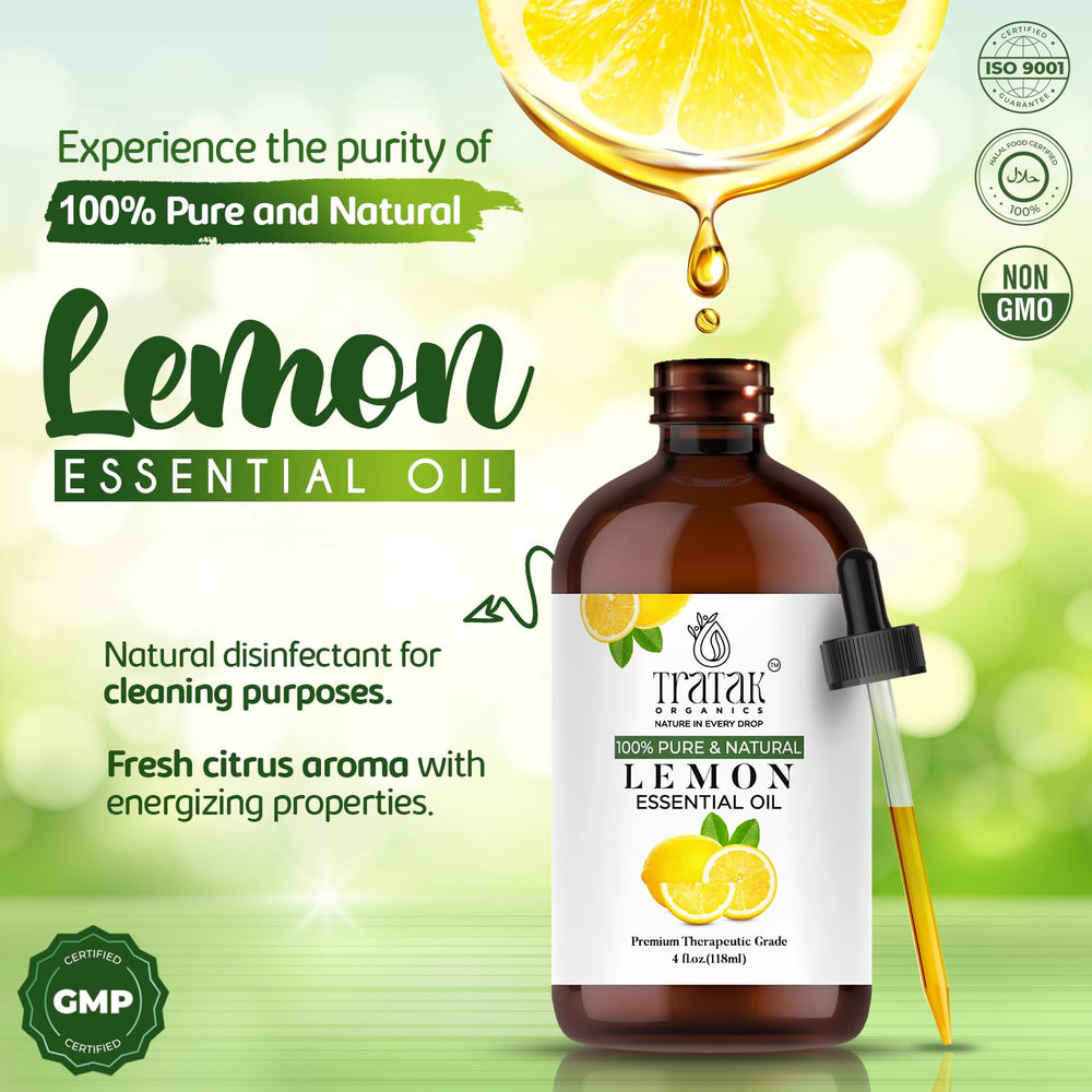Difusor con aceite de limón TRATAK ORGANICS dispersa fragancia cítrica