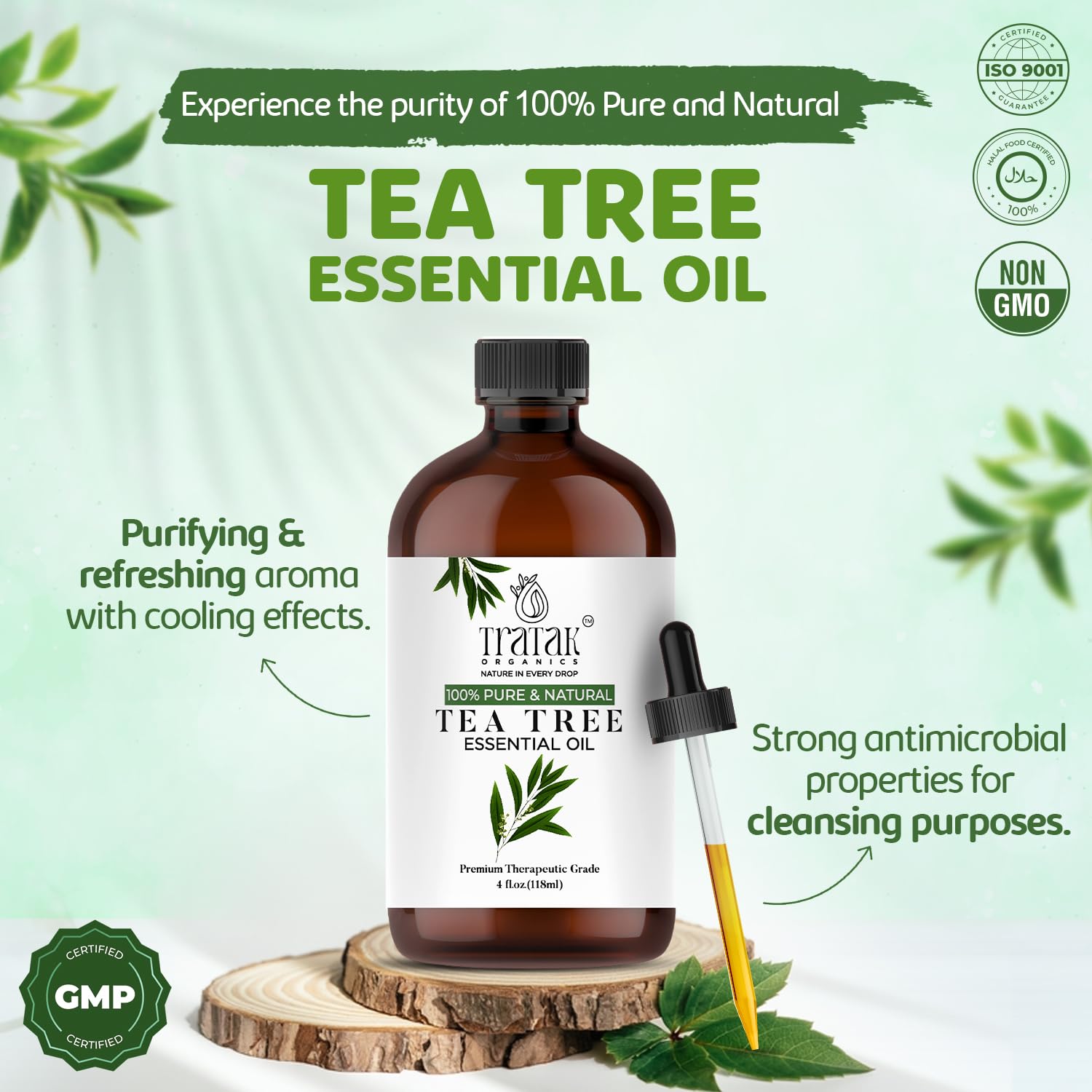 Tea Tree Oil in a diffuser promoting a calming aroma in a room.