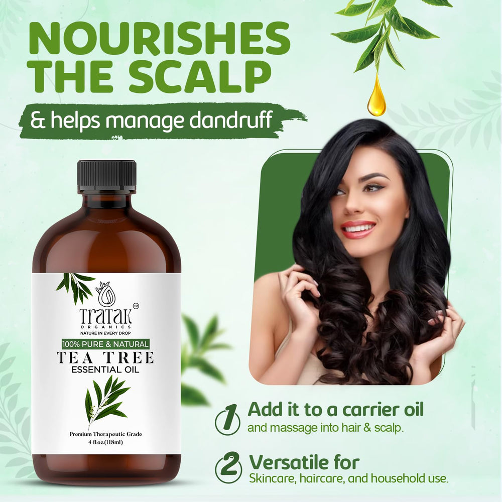 Droplets of Tea Tree Oil pour onto a surface for topical use.