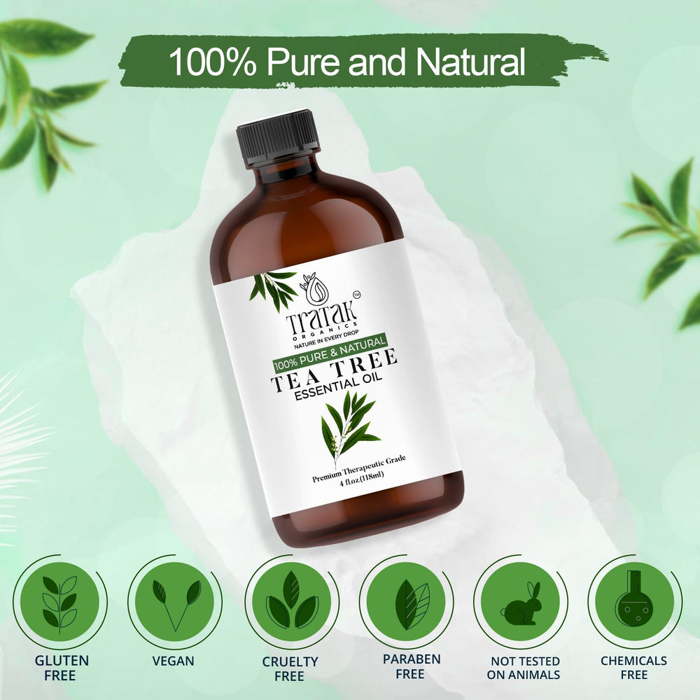 Tea Tree Oil used in skincare routines for gentle cleansing and shine-free skin.