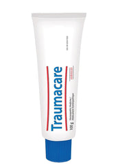 Traumacare Cream 100g jar shows smooth topical texture for easy application.