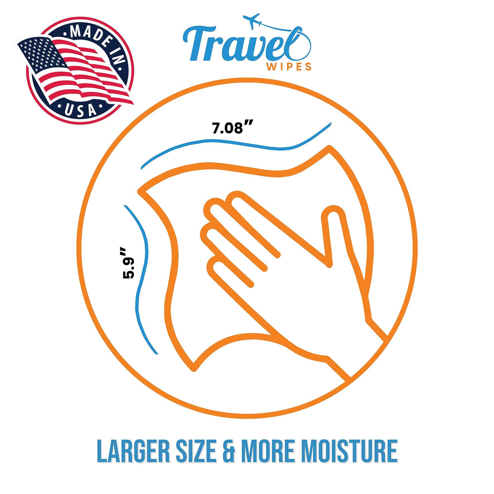 Travel Wipes larger wipes provide more moisture.