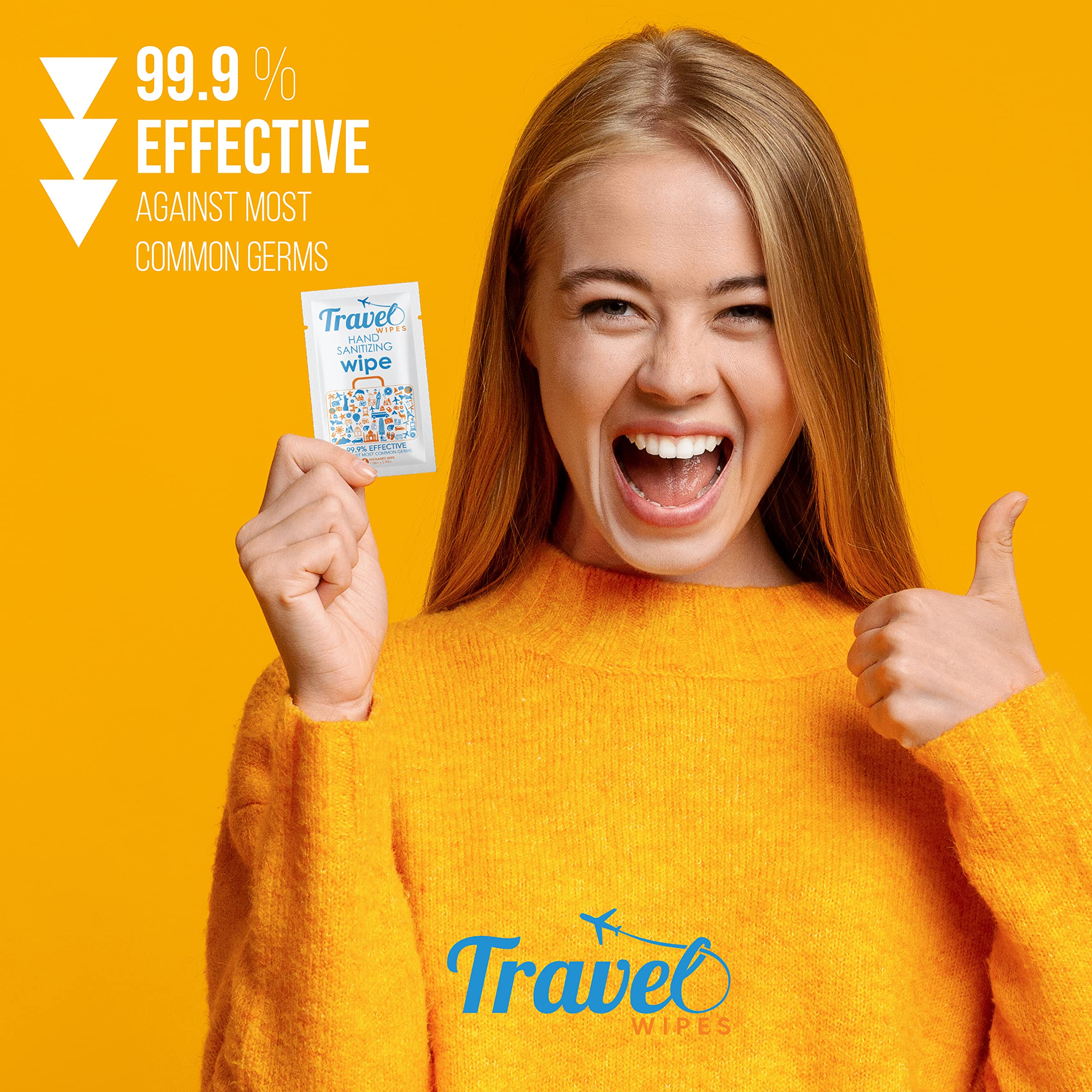 Travel Wipes moisturizing formula keeps hands soft after sanitizing.