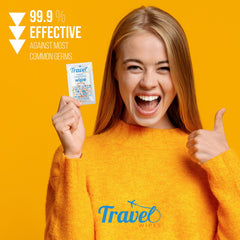 Travel Wipes moisturizing formula keeps hands soft after sanitizing.