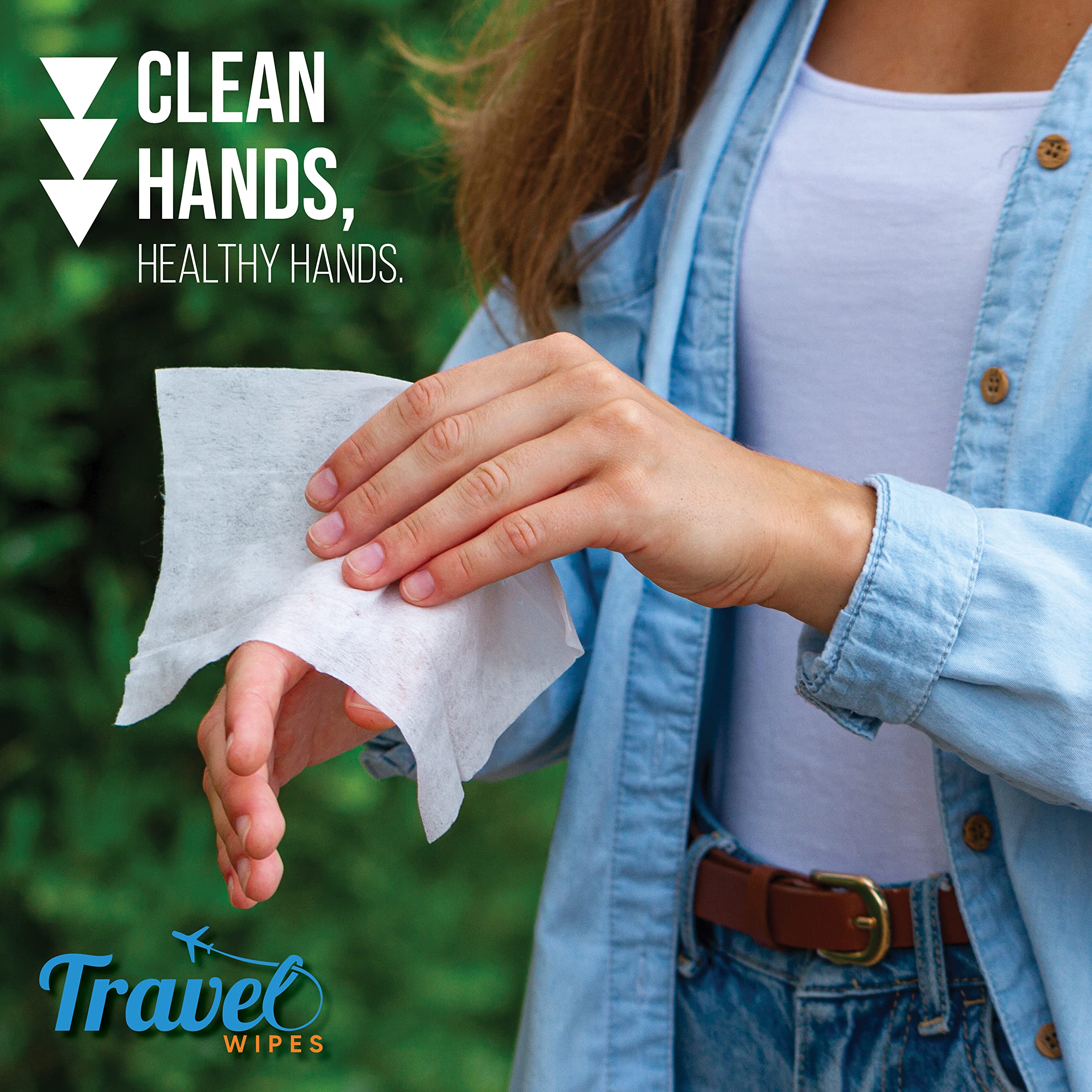 Travel Wipes no residue texture leaves hands dry and clean.