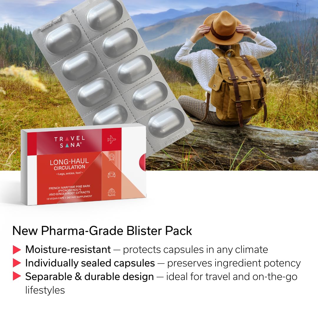 Travelsana FDA cGMP quality-control badge underlines high manufacturing standards.