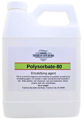 Traverse Bay Polysorbate 80 32oz container shows solubility in water-based formulas.