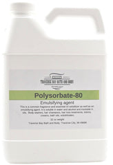 Traverse Bay Polysorbate 80 safety-sealed cap highlights freshness and safety for emulsifier.