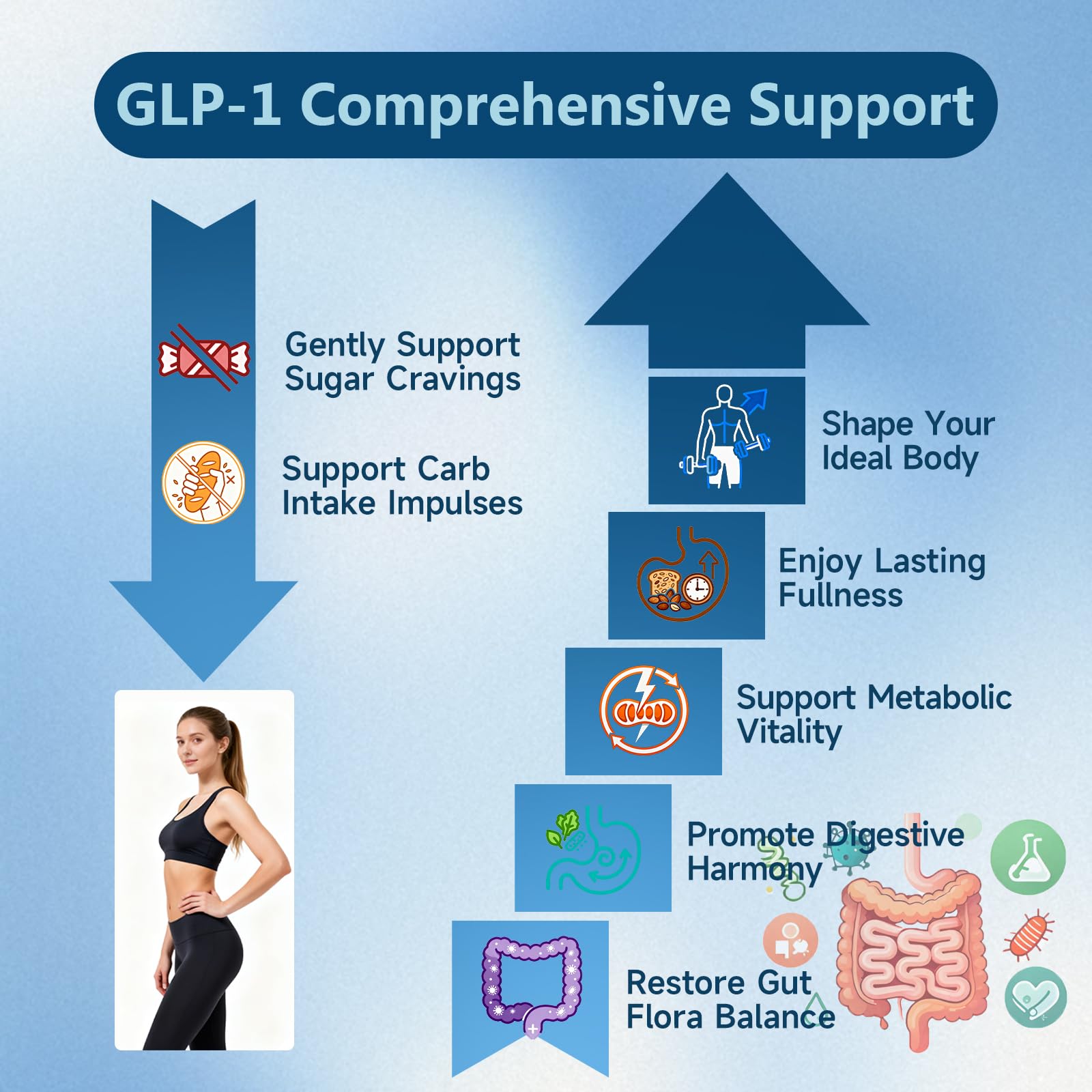 Trawecual GLP-1 probiotics illustration emphasizes gut health support.