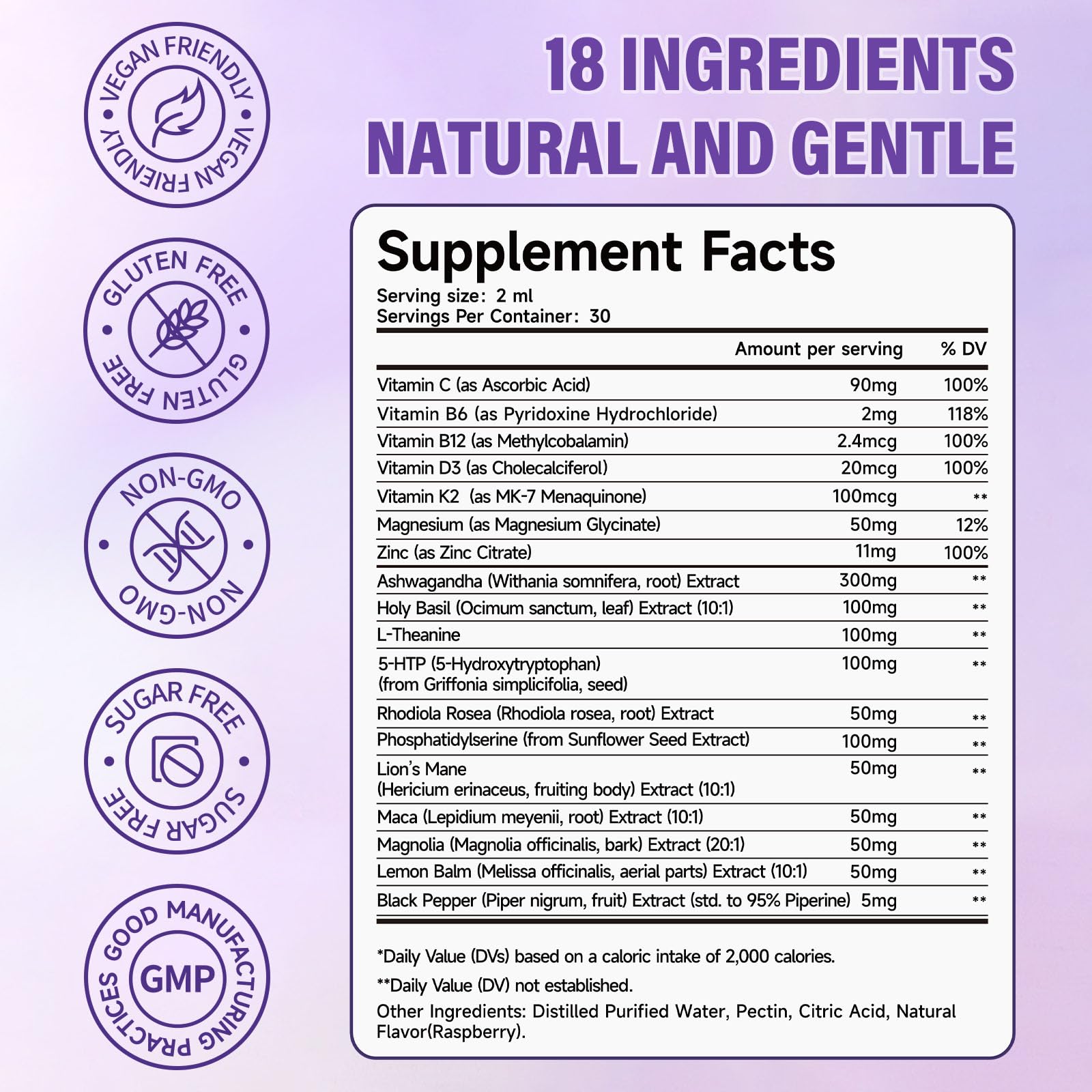 Bottle label close up showing vitamins and minerals for energy support
