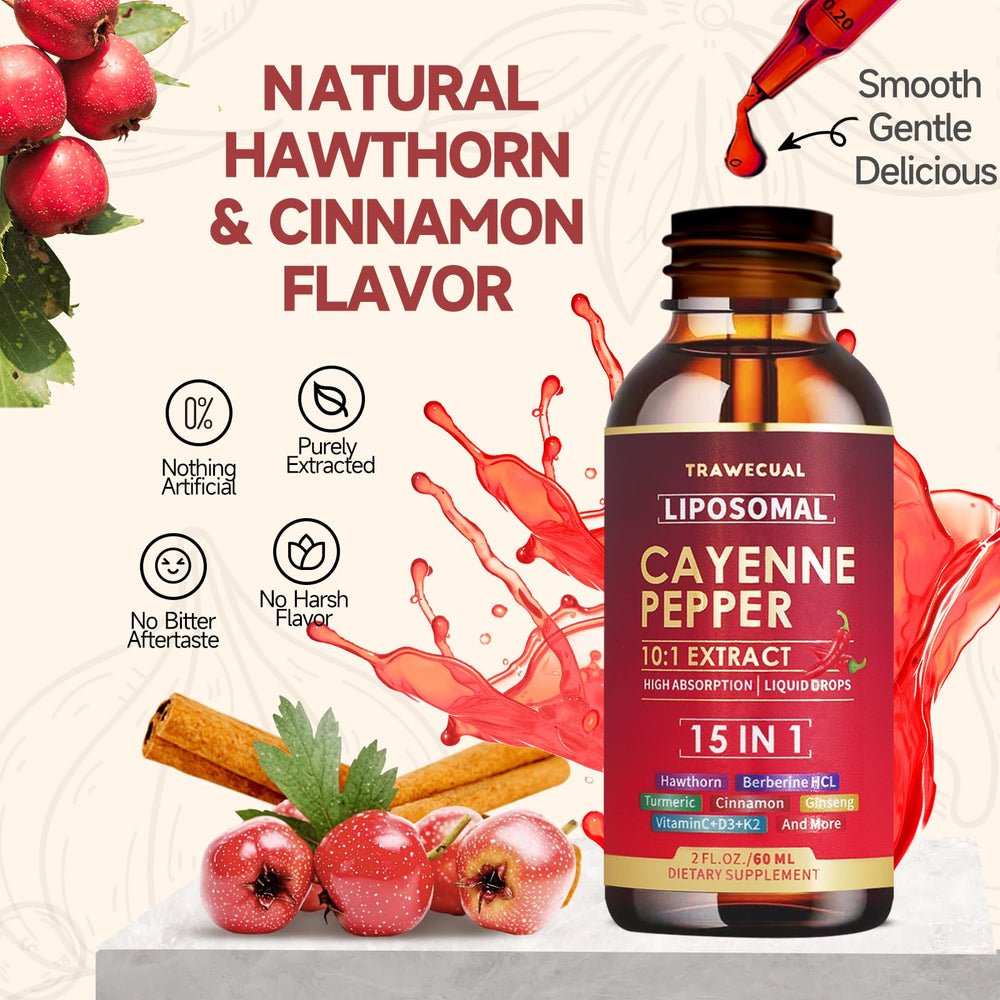 Trawecual liposomal cayenne drops in daily routine for energy and circulation.