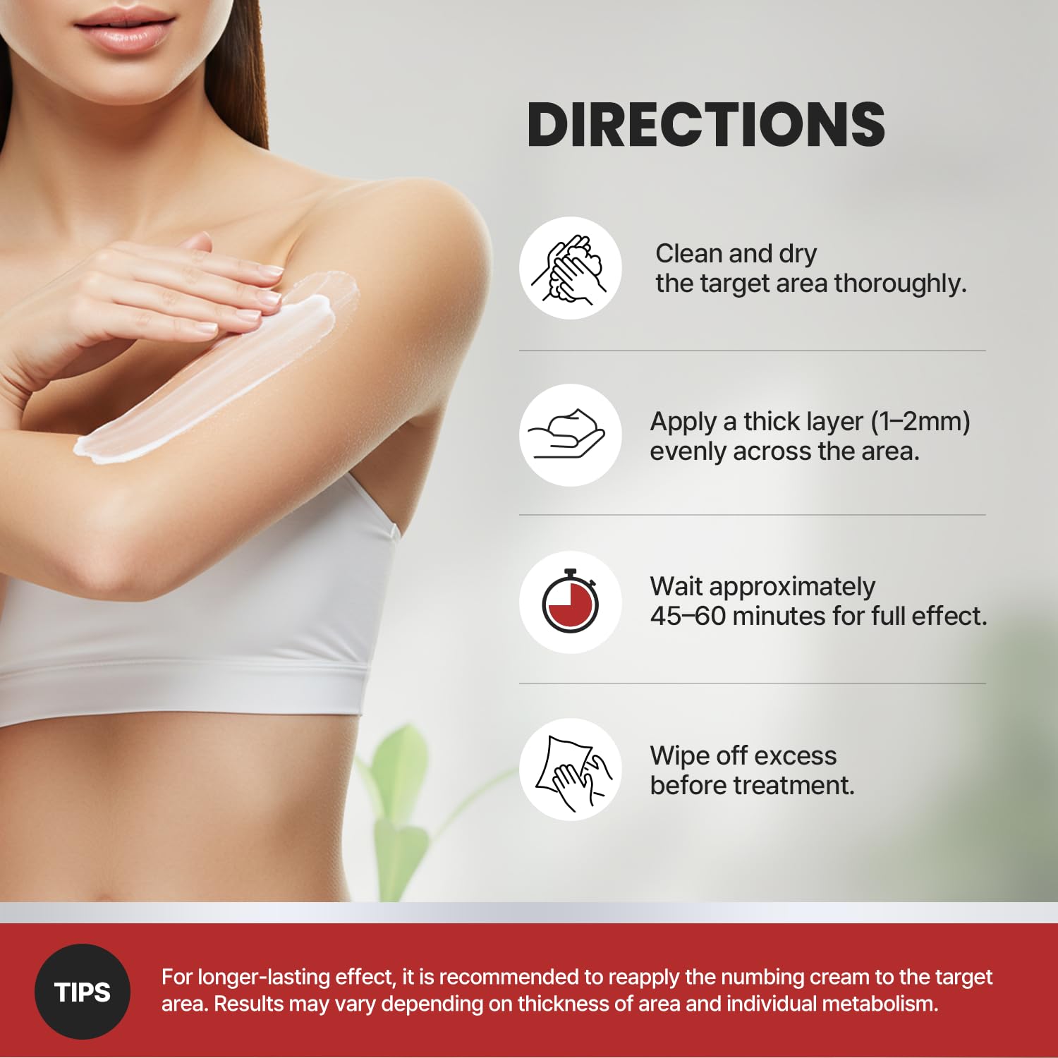 Treatonic application swatch shows fast absorption for targeted relief.