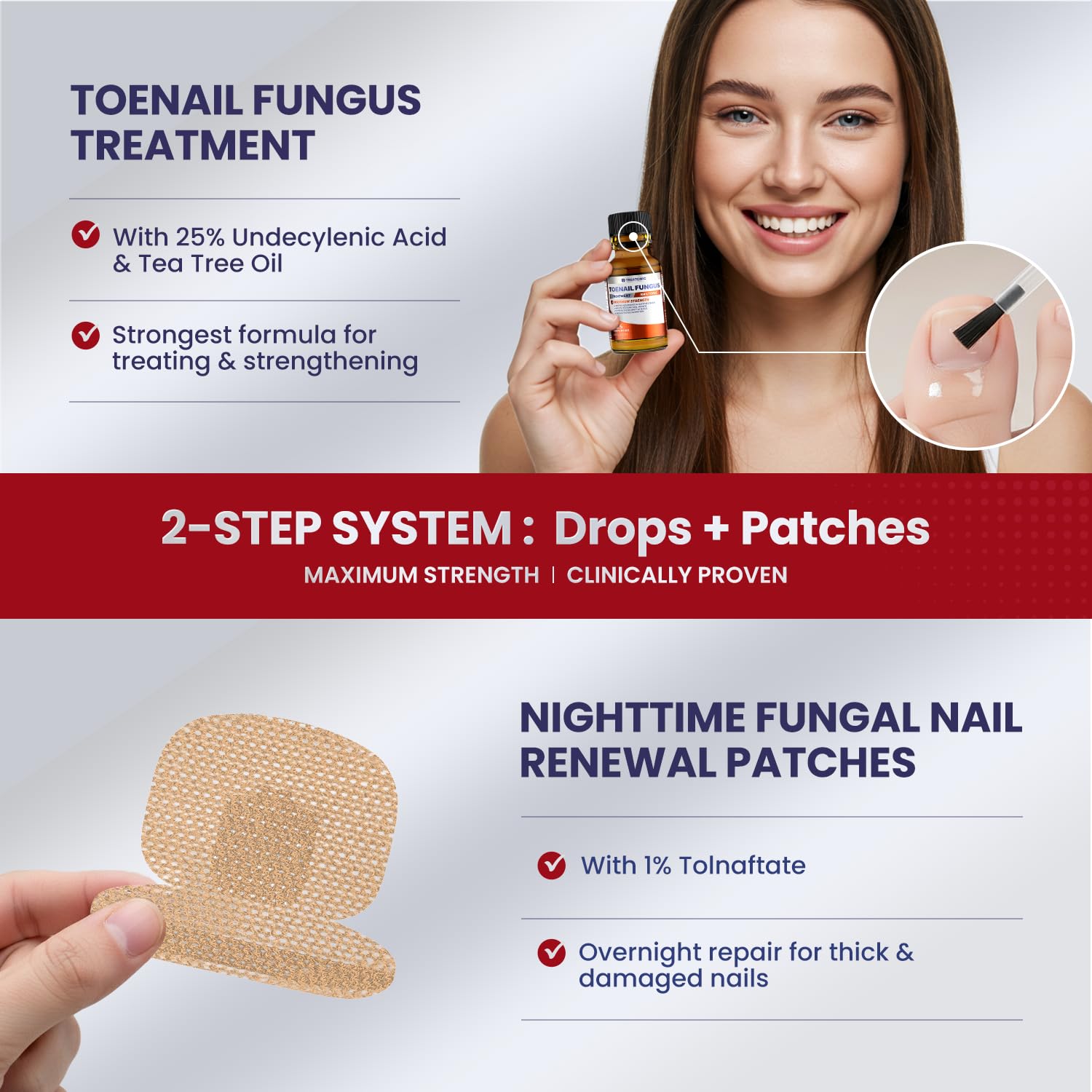 Treatonic nighttime renewal patches shown for overnight nail repair